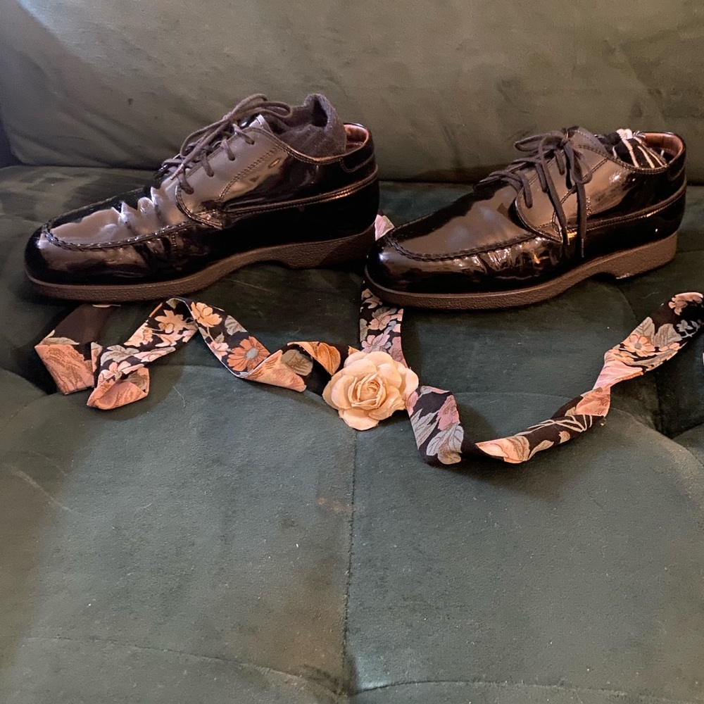 📚 Vintage 90’s Dark Academia Tod’s Patent Leather Oxford  Loafers Mary Jane - Picture 6 of 9